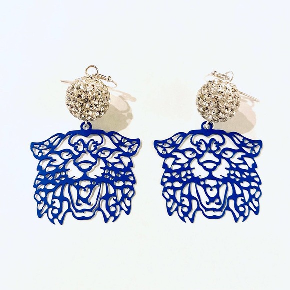 Kentucky Wildcat Filigree Crystal Drop Earrings - Picture 1 of 3